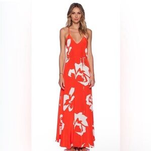 Karina Grimaldi Vibrant Orange and White Maxi Dress